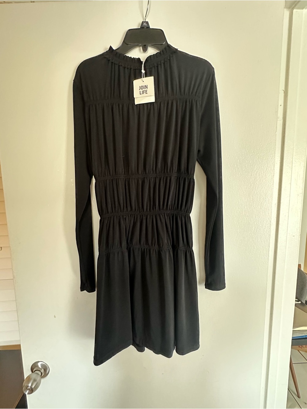 Bershka Black Smocked Mini Dress with Elastic Waist